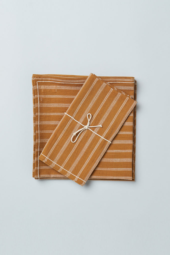 Handwoven Cotton Napkins - Beige Stripe