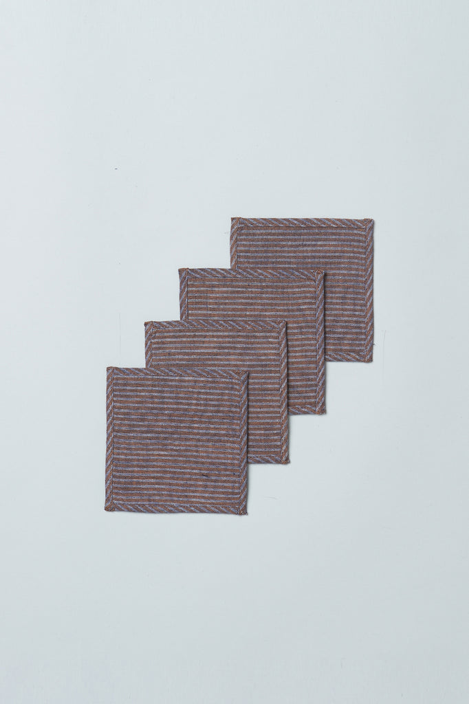 Handwoven Upcycled Coasters (Set of 4) - Stripes