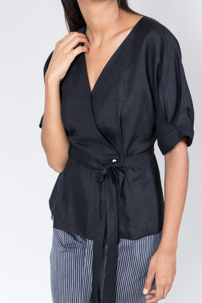 Belted Wrap Blouse