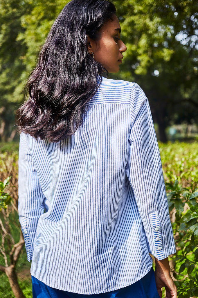 Striped Popover Shirt - Blue