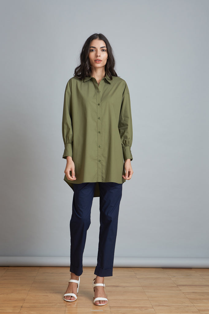 Gathered Sleeve Relaxed Shirt