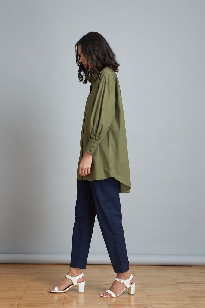 Gathered Sleeve Relaxed Shirt