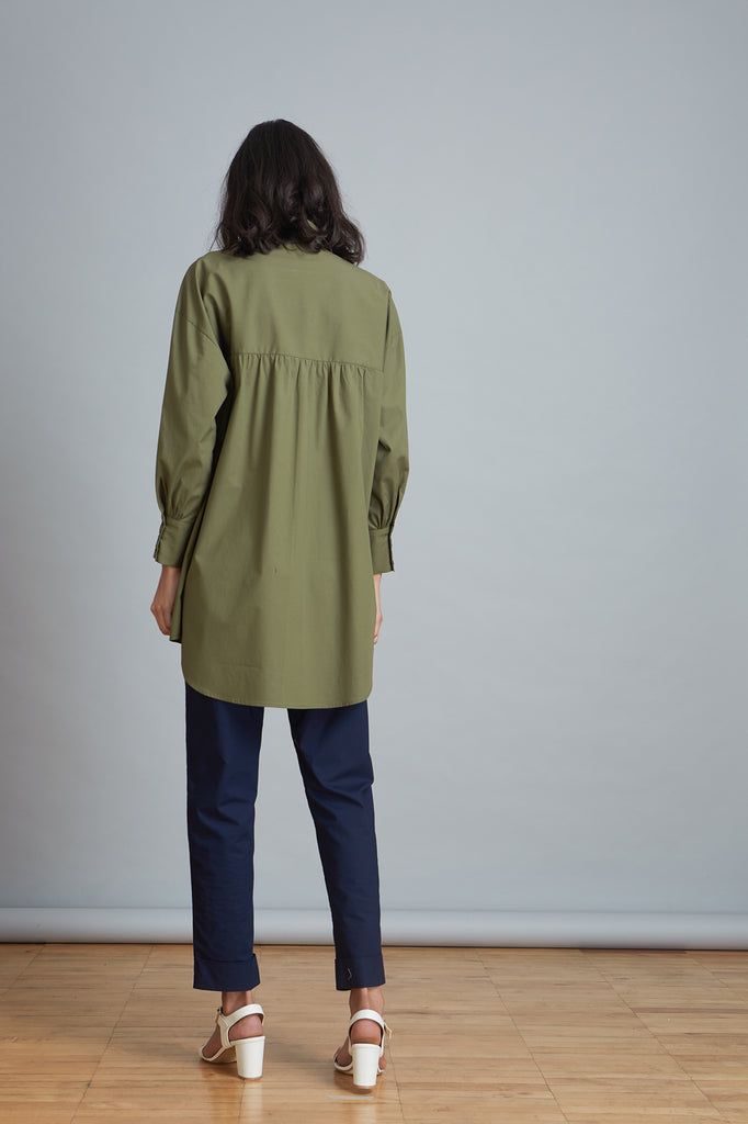 Gathered Sleeve Relaxed Shirt