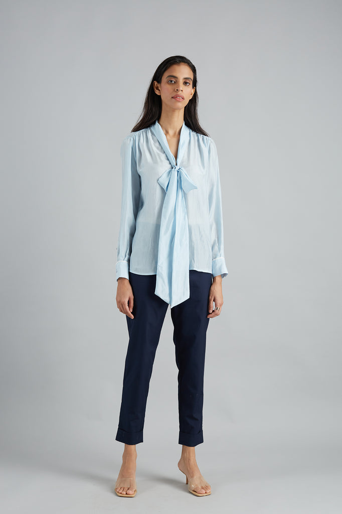 Silk Tie Neck Blouse