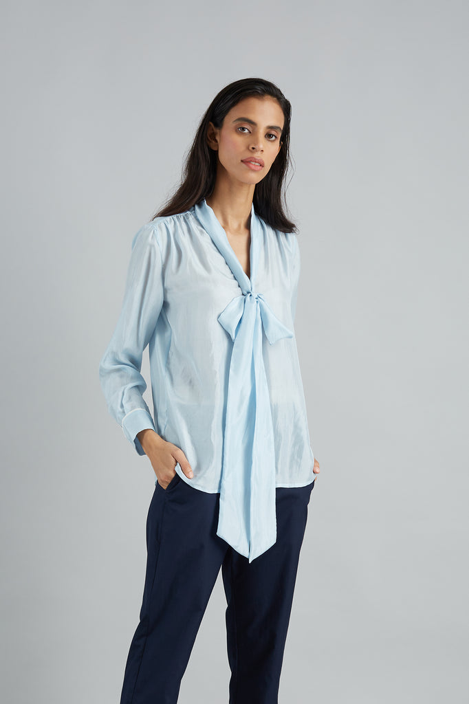 Silk Tie Neck Blouse