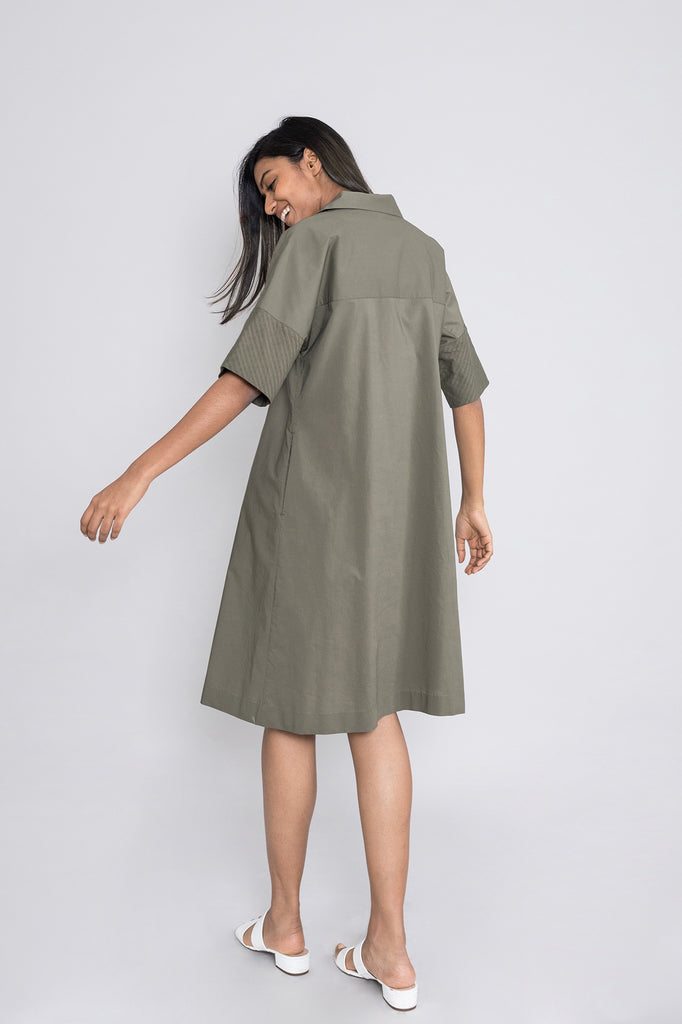 Notch Collar Shirtdress