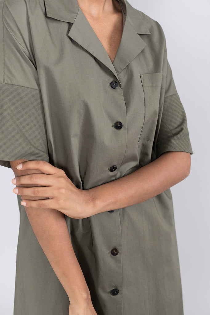 Notch Collar Shirtdress