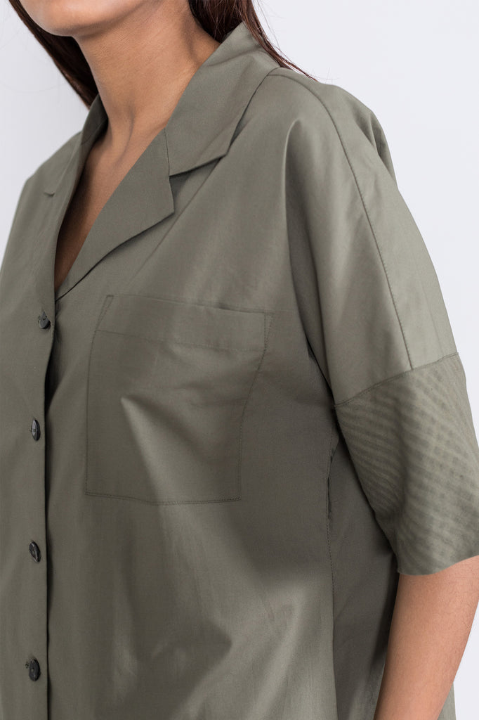 Notch Collar Shirtdress