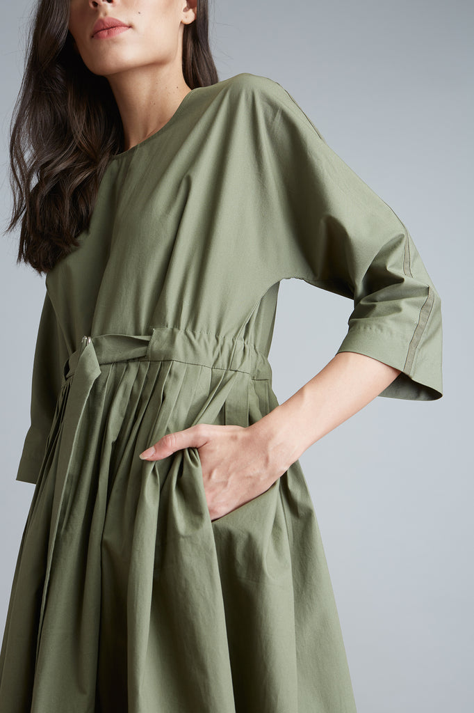 Pleated Dolman Dress