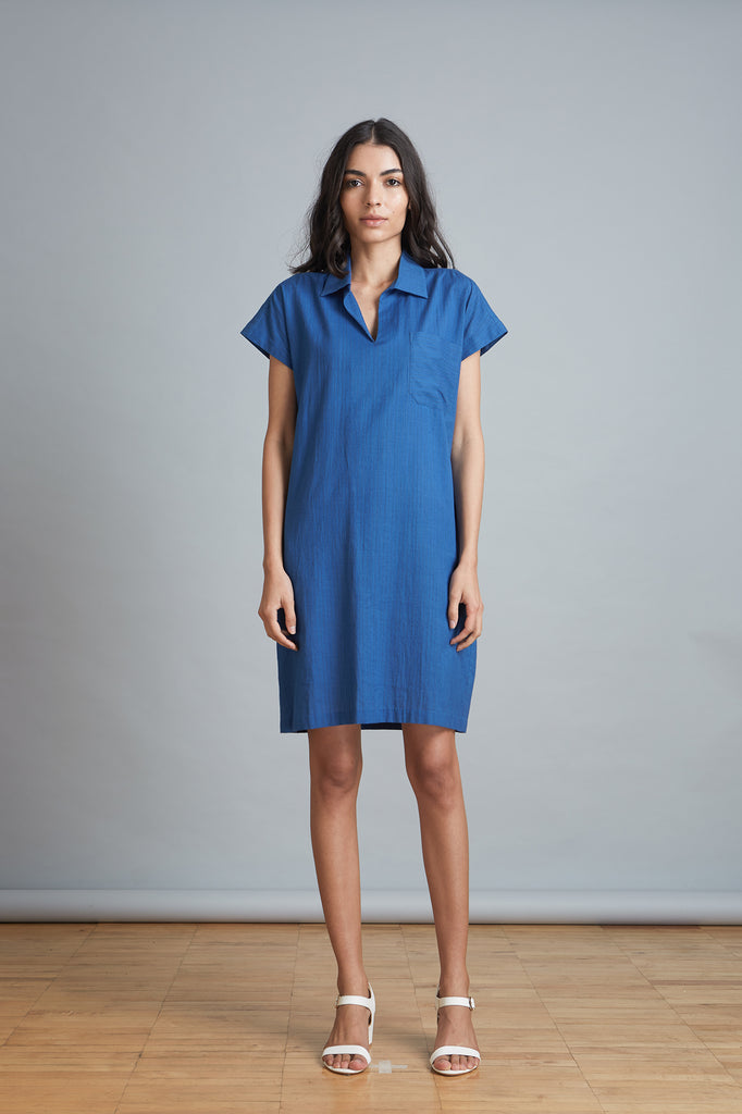 Blue Popover Shift Dress