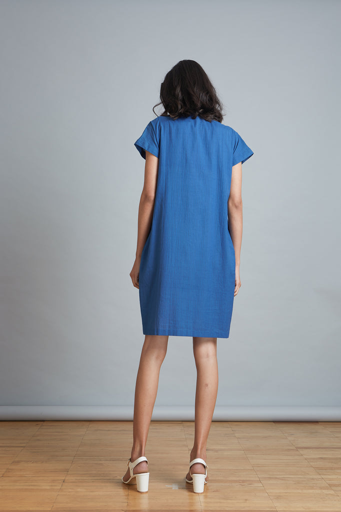 Blue Popover Shift Dress