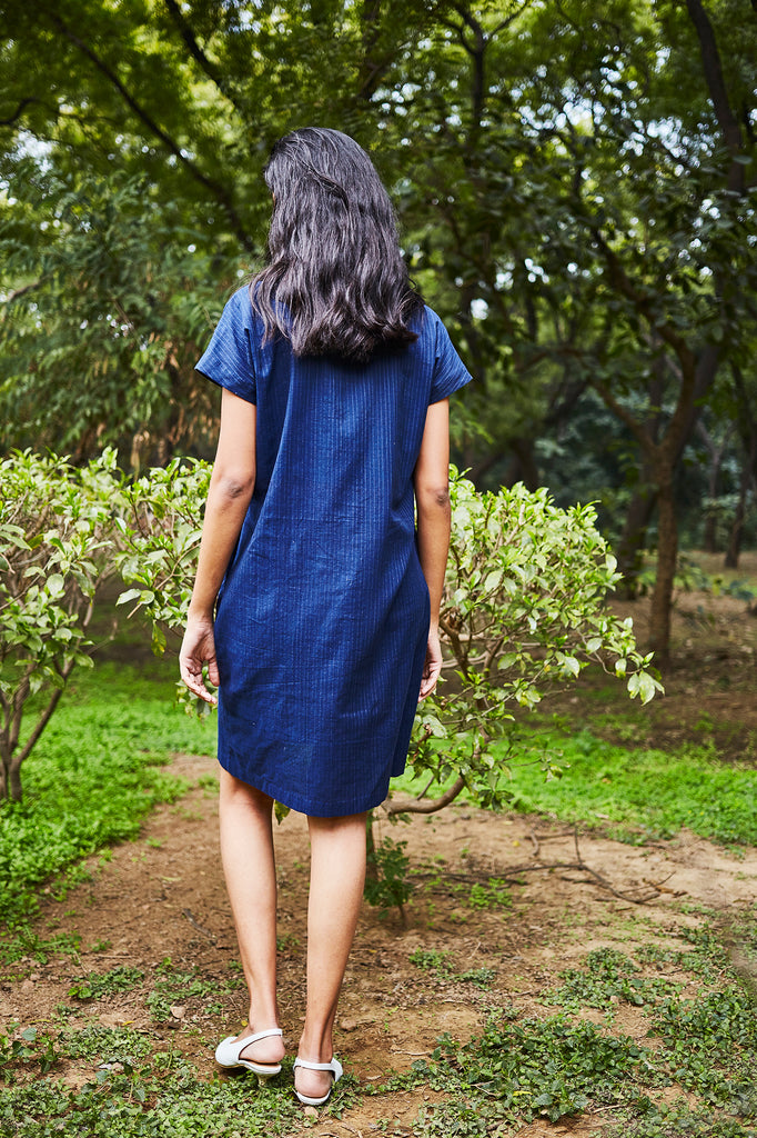 Navy Popover Shift Dress