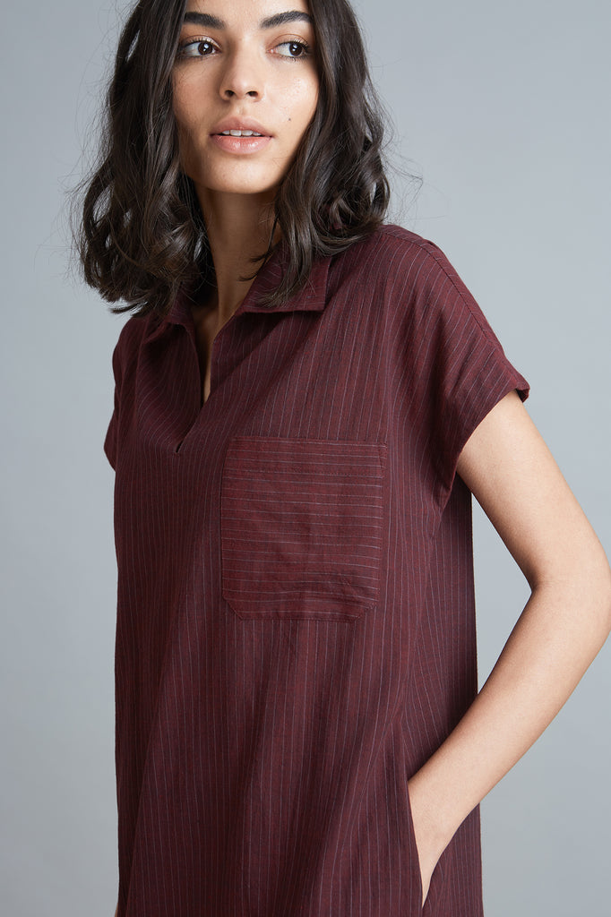 Burgundy Popover Shift Dress