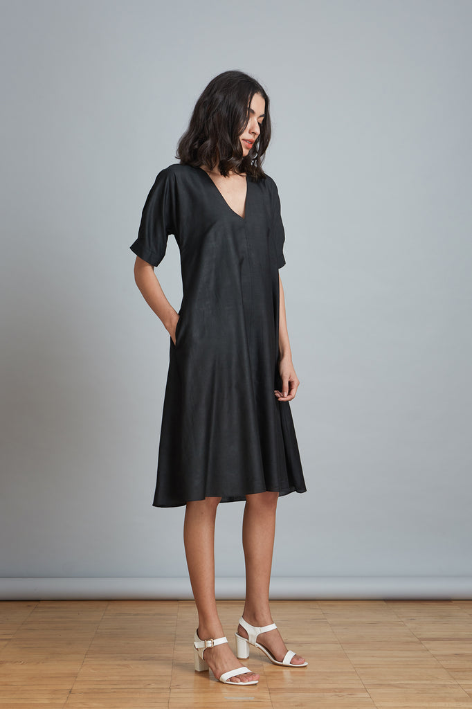 Flared Cotton Silk Dress