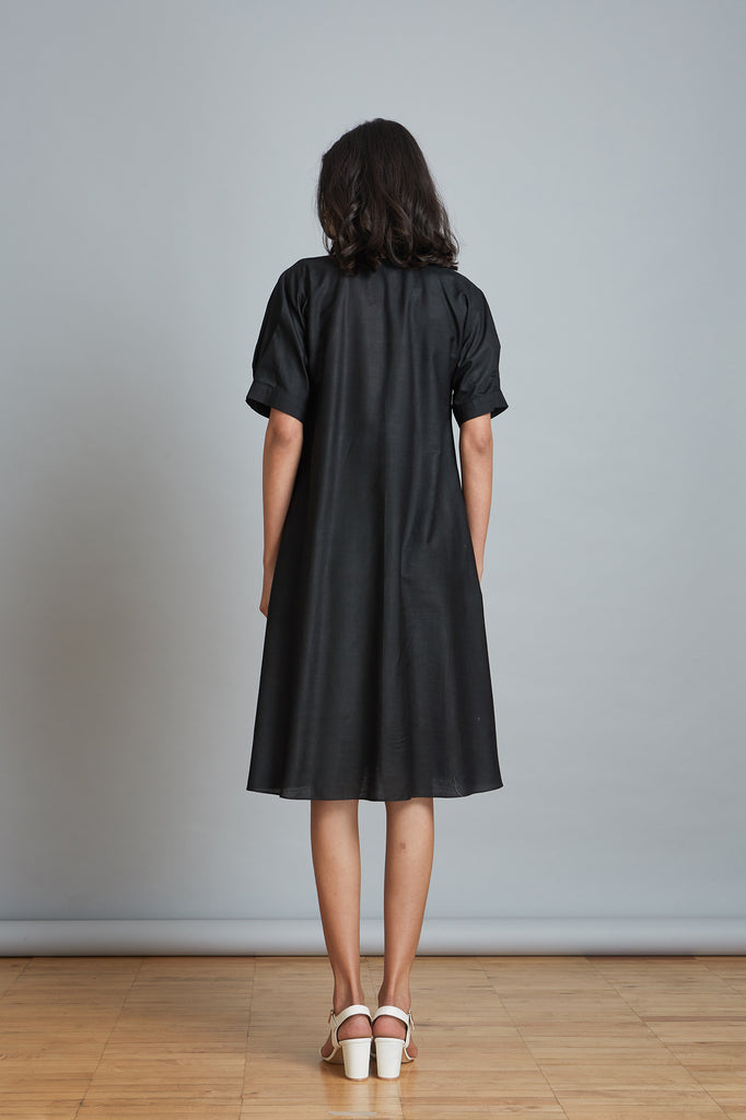 Flared Cotton Silk Dress