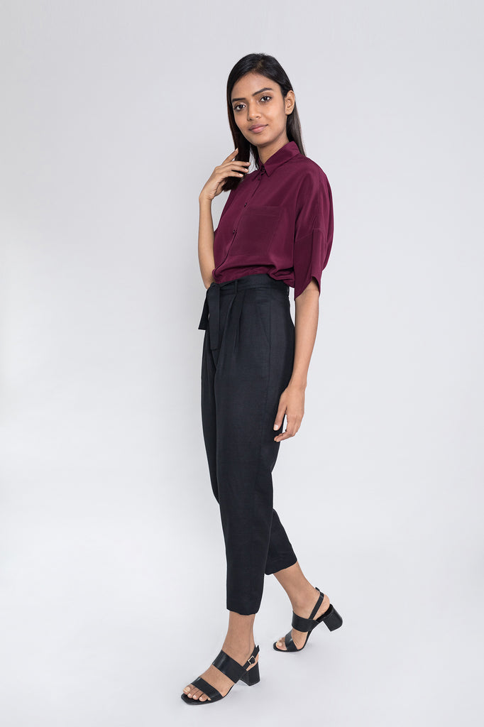 Pleated Slim Leg Trouser