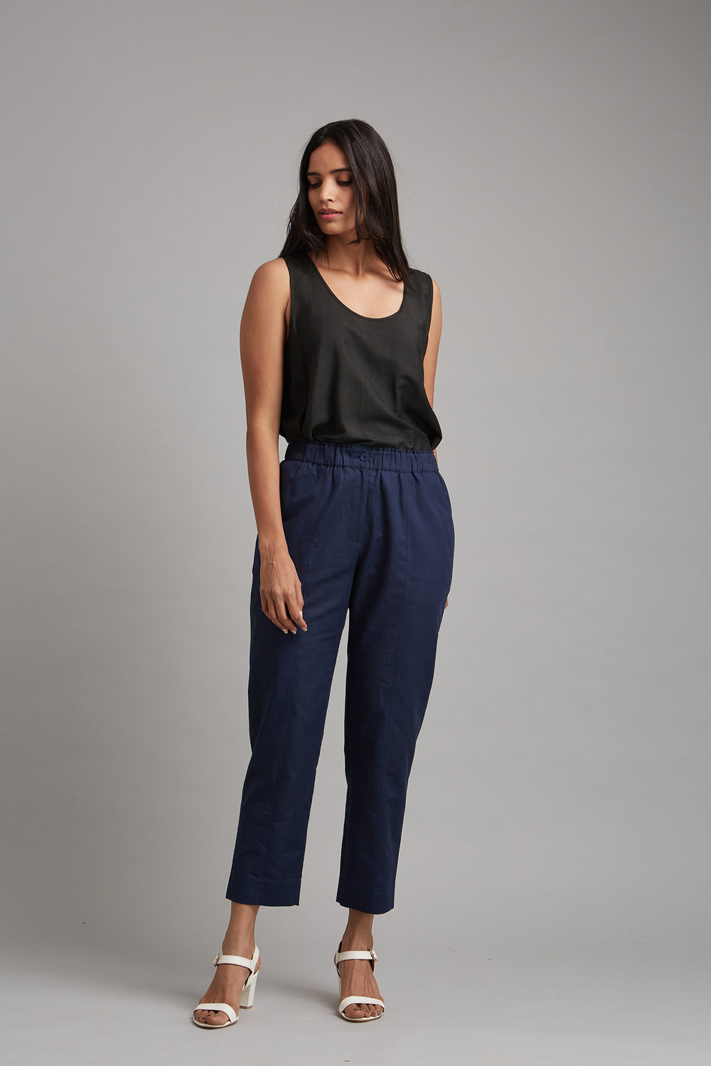 Cotton Linen Tapered Trousers