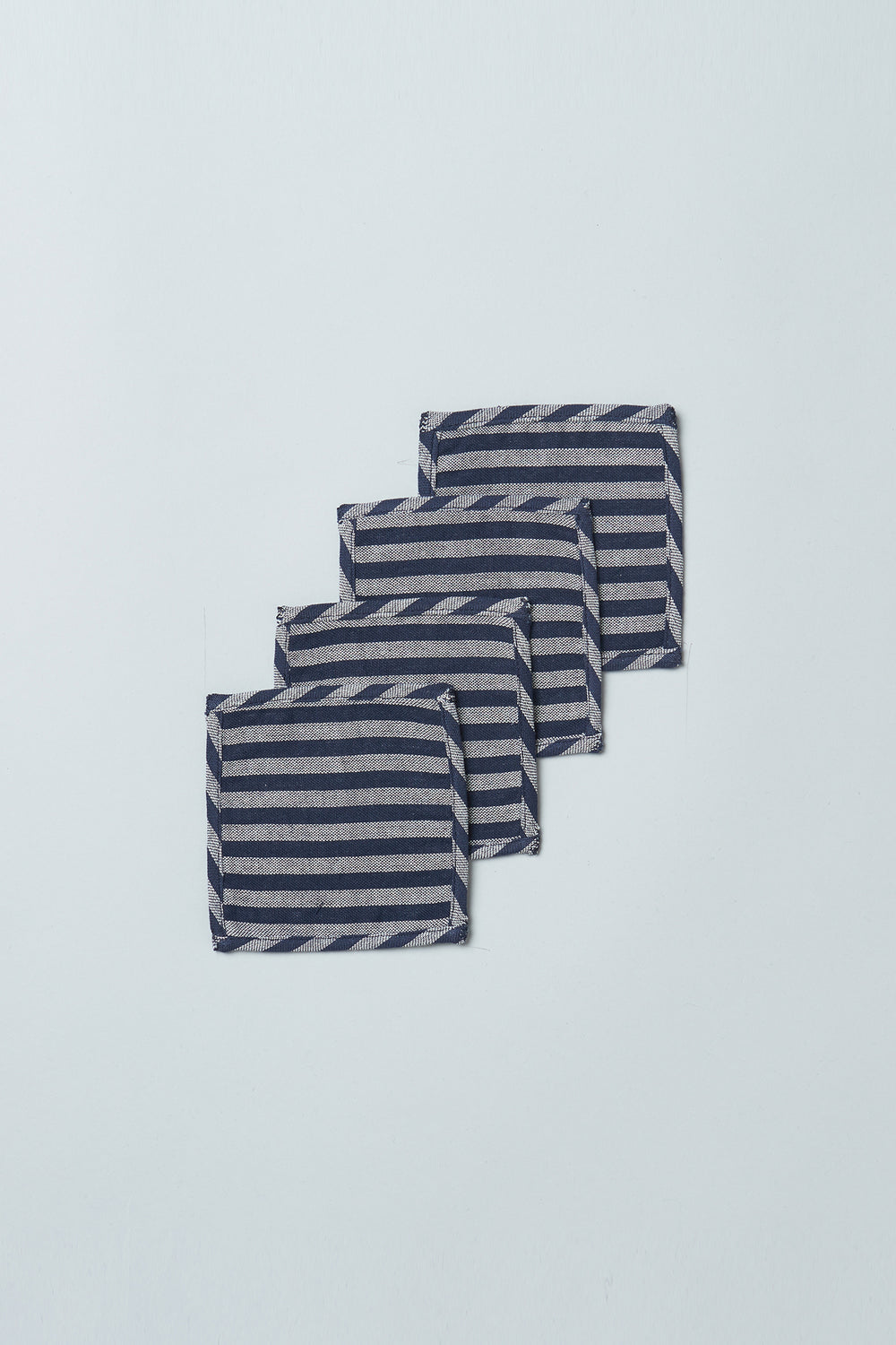 Handwoven Upcycled Coasters (Set of 4) - Navy Stripe