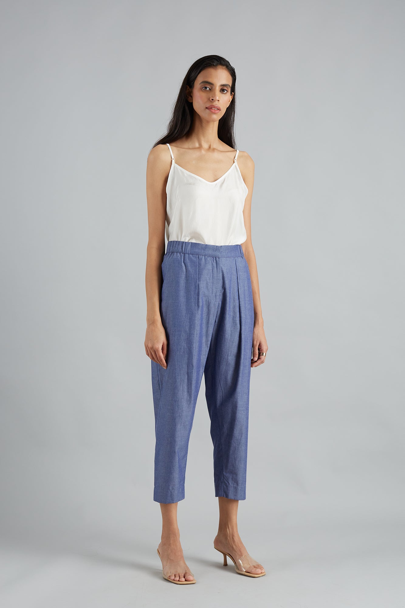 Vila high waisted pleat front pants in grey | ASOS