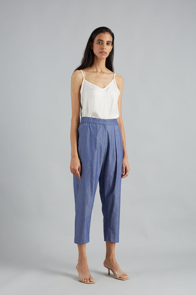 Chambray Pleat Front Pant