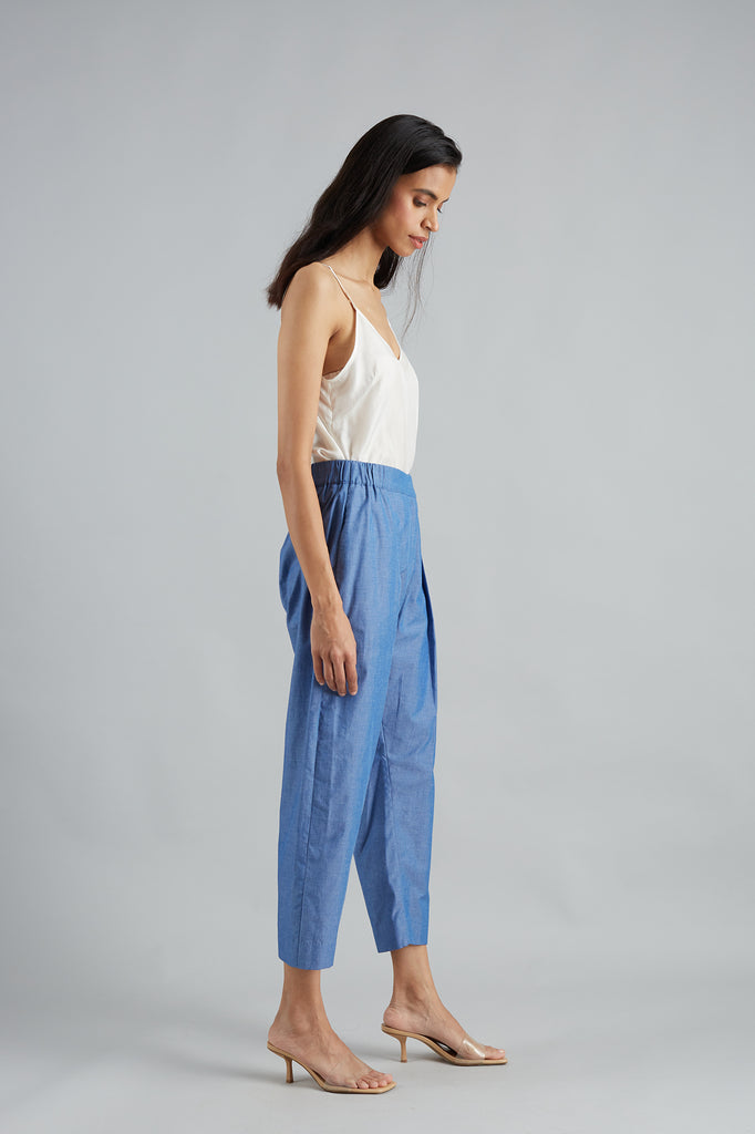 Chambray Pleat Front Pant